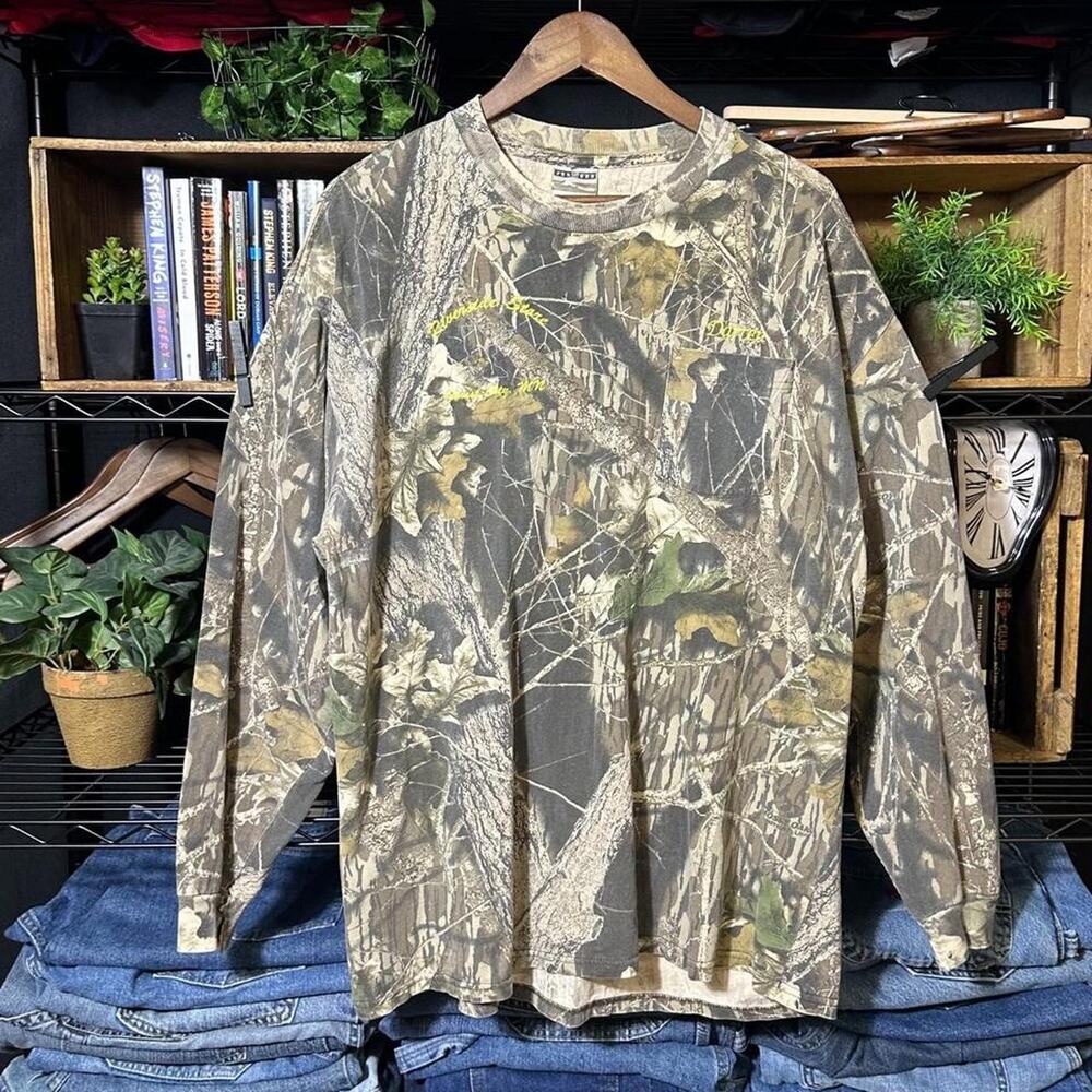 Vintage 90s Jerzees Outdoors Faded Camo Long Sleeve Shirt Mens XL Camouflage Tee